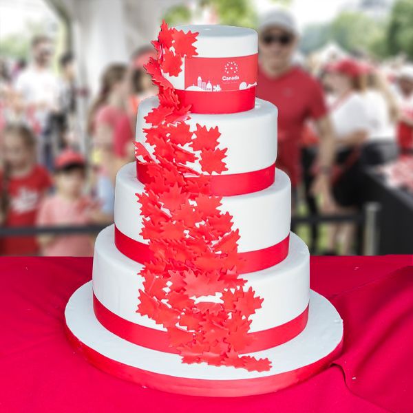 First serving of the Canada Day cake